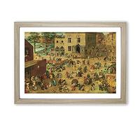 Children's Games by Pieter Bruegel The Elder Framed Print | A2 Oak Framed Wall Art | Ready to Hang | Modern Nature Picture | Living Room Bedroom Lounge Office