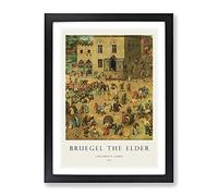 Children'S Games Print By Pieter Bruegel The Elder Classic Painting Hrz Framed Print | A3 Black Framed Wall Art | Ready to Hang | Classic Historical Picture | Living Room Bedroom Lounge Office