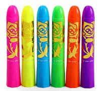 Children's Gift 6 Colors UV Neon Night Glow,Glow UV Neon Glow Face Paint Crayons Kit,Body Paint,Water-Based Face Paint For Halloween,UV Glow paint,Kids Face Paint