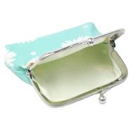 Childrens Girls Kids Yellow White Daisy Print Fabric Coin Purse Black Pink Blue Ball Snap Clip Closure (Turquoise)