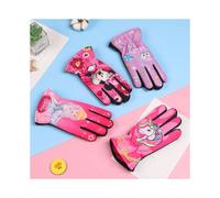 (Children's Girls Mix and Match A, One size) Children's warm gloves girls outdoor cycling skiing skating plus velvet water-proof winter boy student gloves