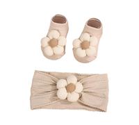 Children's Girls' Socks, Soft and Secure Textile - Headband and Floral Socks Set | For Children Boys Photo Walks Birthday Home Outdoor Christening Ceremony Daily