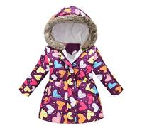 Children's Girls' Softshell Jacket Print Hiking Jacket with Zip Thick Outdoor Jacket Warm Windproof Breathable Cold Protection Cartoon Print Down Jacket Winter Jacket