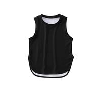 Children's Girls' Summer Sporty Plain Tank Tops Split Rounded Hem Sleeveless Shirts for Gym Yoga Running Vest 146, black, 4-5 Years