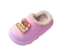 Children's / Girls' Winter Warm Fluffy Lined Soft Slippers Plush Girls Boys Comfortable Non-Slip Cuddly Cute Indoor Outdoor Plush Slippers, red, 10 UK Child