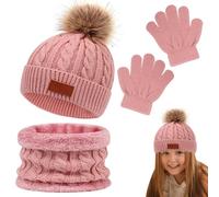 Children's Gloves and Scarves Set, Children's Hats and Gloves, Knitted Neck Warmer | Scarves Gloves Hand Warmers Neck Gaiter for Boys and Girls, Leather Powder Set, Fare riferimento alla descrizione