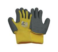 Children's Gloves TPE Palm Coating with Cub Paw Print Design 1 Pair Size 4 Yellow/Grey KDZGGY-4