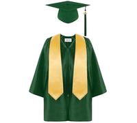 Children's Graduation Bachelor Gown Cap Set With 2026 Tassel Baby And Cap Preschool Nursery Ceremony Costume Sets Kids Boys Girl Children 4Pcs Robe Uniform Outfit Hat (Green,8-9 Years)
