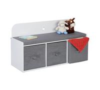 Children's Grey Storage Bench Drawers Dressing Soft Cushioned 54x99x35cm Toys