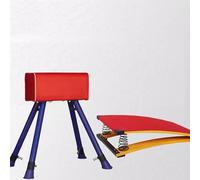 Children's Gymnastics Springboard Vault, Mini Trampoline Assistance with 2/4 Spring, High Bounce Elastic Board Improving Vaulting Skill (Red Large+2 Springs 50x80cm)