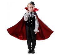 Children's Halloween Cosplay Costume Medieval Cloak Cape Role Play Fancy Dress Up Outfit for Boys Girls Party Stage Performance (A1-Black, One Size)