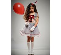 Childrens Halloween It Style Vintage Circus Clown Girl Kids Fancy Dress Costume