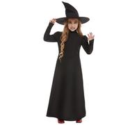Childrens Halloween Wicked Witch Gothic Kids Black Scary Fancy Dress Costume