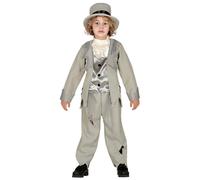 Childrens Halloween Zombie Ghost Groom Kids Fancy Dress Costume & Grey Hat