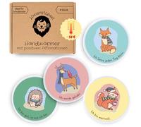 Children's Hand Warmers Set of 4 - Cute Forest Animal Motifs & Positive Affirmations - Ideal for Primary School, Walks & On the Go - Gift for Boys and Girls