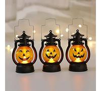 Children's Handheld Pumpkin Light Up Lantern Kids Led Lights Battery Operated Halloween Decor Pumpkin Light Indoor Outdoor Decoration Ornaments Horror Funny Expression (3-Pack)