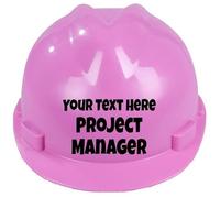 Children's Hard Hat Personalised Project Manager Kids, Toddler Safety Construction Helmet With Chin Strap One Size Easy Ratchet Handle Adjustment 1-12 Years Approx (Pink)