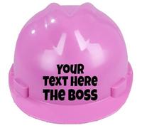Children's Hard Hat Personalised The Boss Kids, Toddler Safety Construction Helmet With Chin Strap One Size Easy Ratchet Handle Adjustment 1-12 Years Approx (Pink)