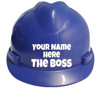Children's Hard Hat Personalised The Boss Kids, Toddler Safety Construction Helmet With Chin Strap One Size Easy Ratchet Handle Adjustment -Purple/Blue