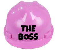 Children's Hard Hat The Boss Kids, Toddler Safety Construction Helmet With Chin Strap One Size Easy Ratchet Handle Adjustment 1-12 Years Approx (Pink)