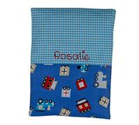 Children's Heat Cushion with Name, Grain Cushion for Baby in Various Designs (Turquoise Locomotive)