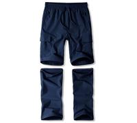 Children's Hiking Trousers, Unisex, Youth 2-in-1 Zip-Off Outdoor Trousers, Trekking Trousers for Summer, Waterproof, Lightweight, Quick-Drying, navy, 116-130