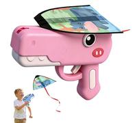 Children's Hippo Kite Launcher - an outdoor flying toy featuring a simple launch mechanism. No running required. A lightweight, portable flying device suitable for aged 3 and above. (Pink)