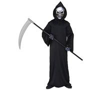Children's Holographic Grim Reaper 158cm Costume Large 11-13 yrs (158cm) for Halloween Living Dead Fancy Dress Black