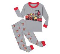 Children's Homewear Long Sleeve Boys Cartoon Train Print Pajamas Autumn And Winter Warm Pajamas Robes for Little Boys Grey
