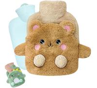 Children's Hot Water Bottle, Bear Hot Water Bottle with Hand Warmer Cover, Fluffy Hot Water Bottle with Cover, Removable and Washable Hot Water Bottle, Premium Hot Water Bottle, Tested and Free from