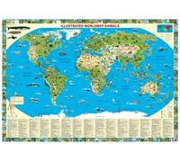 Children's Illustrated World Map Animals ~ Flat encapsulated wall map