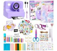 Children's Instant Print Camera, 1080P Selfie Video Camera with DIY Journal Kit - 200+ Accessories, Christmas & Birthday Gifts for Girls Boys Age 3-12 (Purple)