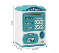 Children's Interactive ATM-Style Piggy Bank with Fingerprint Lock & Password Protection, Large Capacity Savings Box for Kids, ABS Plastic Money Bank(Blue)
