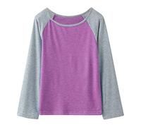 Children's Jumper 98 Casual Long Sleeve Raglan Sleeve T-Shirts Crew Neck Tunic Tops Kids Teen Colour Block T-Shirt Blouses Autumn Clothing Birthday Gift Boy 12 Years, purple, 10-11 Years