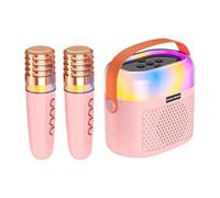Children's Karaoke Machine for Children, 1200 mAh Small Vocal Device Karaoke, 2 Wireless Microphones, Karaoke Speaker, Karaoke System for Christmas and Halloween