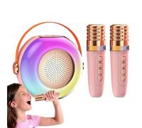 Children's Karaoke - Portable Speaker with 2 Microphones - Compact Machine with Lights - for Home Birthdays, Family Meetings and Children's Parties