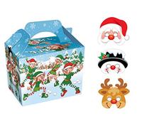 Childrens Kids Christmas Party Food Boxes Each with a Fun Xmas Foam Face Mask (Naughty Elf, 1 Box & 1 Mask)