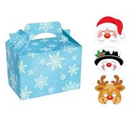 Childrens Kids Christmas Party Food Boxes Each with a Fun Xmas Foam Face Mask (Snowflake, 5 Boxes & 5 Masks)