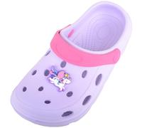 Childrens Kids Easy Slip On Summer Holiday Garden Sandals with Moveable Back Strap - Lilac - UK 6 / EU 24