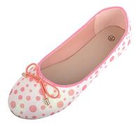 Childrens Kids Girls Slip On Glitter Sparkly Polka Dot Ballerina Style Dolly Shoes Pumps - White/Red - UK Child 11 / EU 29