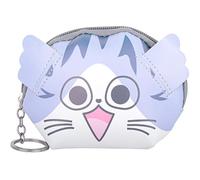 Childrens/Kids/Girls Zip Around Faux Leather Animal Coin Money Holder Purse with Key Ring - Anime Cat
