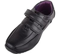 Childrens Kids Infants Boys Smart Formal Faux Leather Double Touch and Close School Wedding Shoes - Black - UK Infant 9 / EU 27