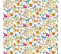 Childrens/Kids Jungle Boogie Zoo Animals Lions Giraffe Monkey Colourful Fabric by The Metre