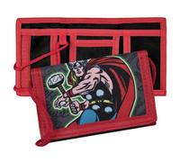 Children's Kids Marvel Comic Superheroes Thor Wallet with Neck Cord | Avengers Tri-Fold Wallet for Boys | Coin Pocket, Card Slots & ID Window | Multi Colour