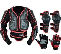 Childrens Kids Motorbike Safety Protective Body Armour Protection With Back Protector Great For Sporting Activities With Knee pad & Hard Knuckle Glove Suit