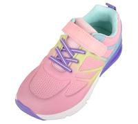 Childrens Kids Multi Colour Touch and Close Trainer with Elasticated Laces - Pink Multi - UK Infant 10