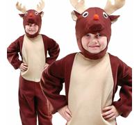 Childrens Kids Reindeer All in One Costume Christmas Fancy Dress Outfit Xmas