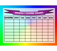 Childrens Kids Rota Reward Task Chore Chart Rainbow