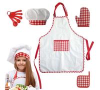 Children's Kitchen Set: Apron, Hat, Oven Gloves, Trivet | Pretend Play in the Kitchen Dress Up Costume for Children Educational Activity Fun and Creative