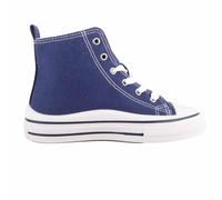 ABSOLUTE FOOTWEAR Kids Childrens Lace Up High Top Canvas Trainer with Platform Sole - Navy - UK Child 13 / EU 32